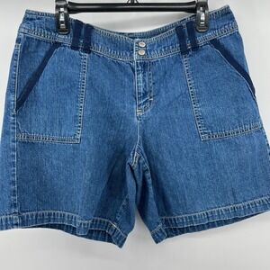 Liz Claiborne Denim Shorts Womens 12 Blue Good Cotton Mid Rise Pockets